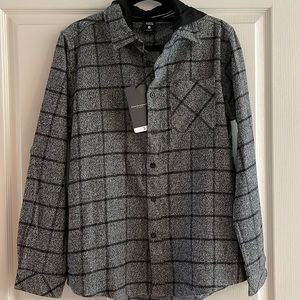 Sunrise Kingdom Los Angeles- Mens long sleeve hooded flannel - Dark Grey - NWT